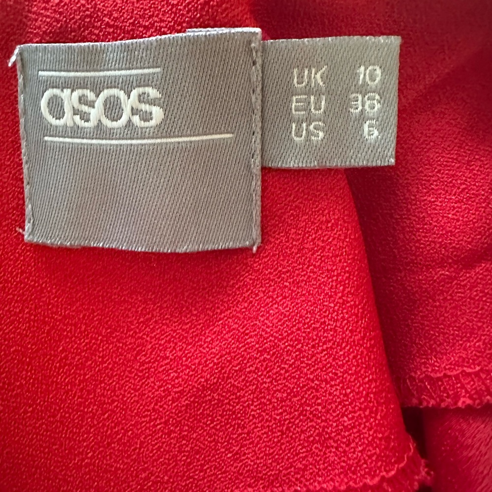 ASOS Red Long Sleeve Wrap Blouse with Tie Front - Picture 4 of 4